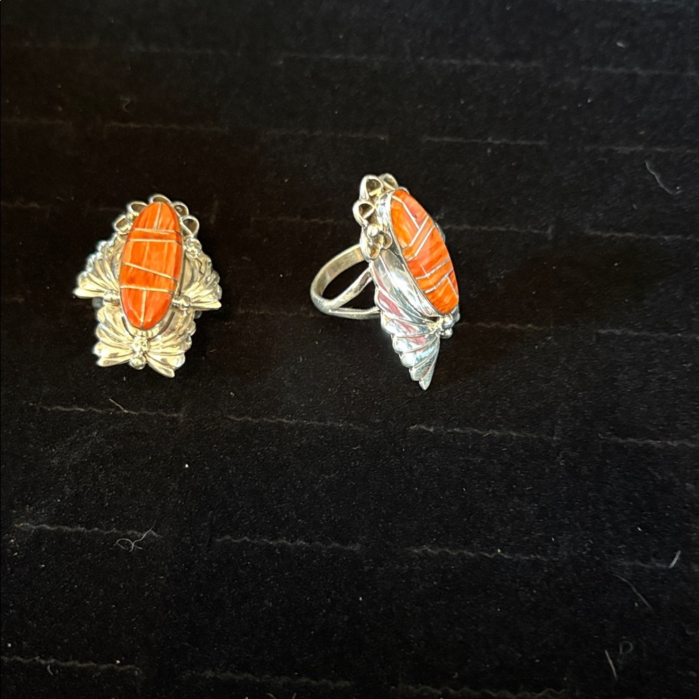 Silver and Orange Gemstone Ring. Price is for one each - Picture 3 of 3